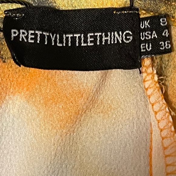 PrettyLittleThing Orange Tie Dye Print Structured Corset Top & Skirt - Picture 3 of 8